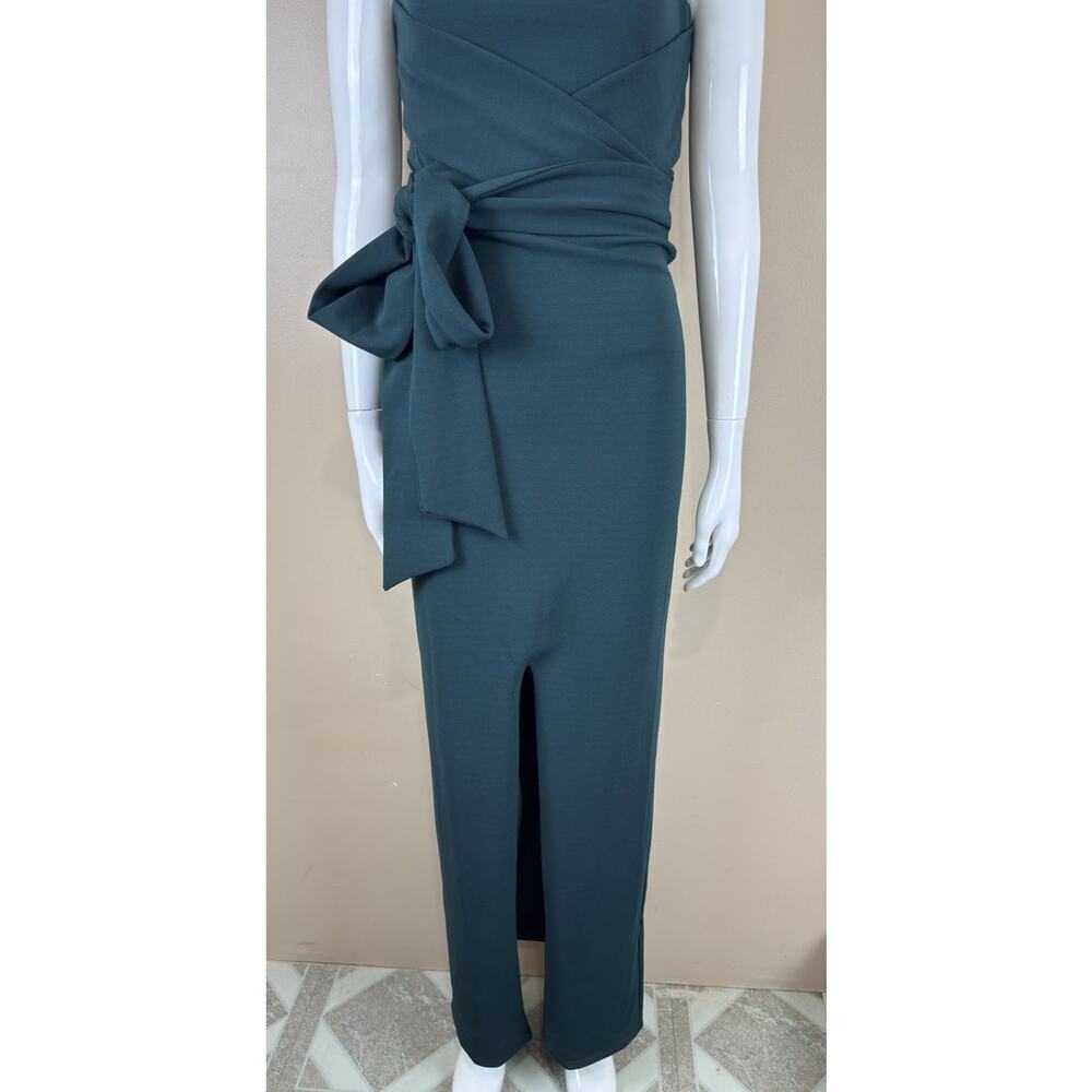 Lulus Teal Blue Strapless Maxi Dress With Split Front Hem Formal Gown XS NWT - Picture 4 of 15